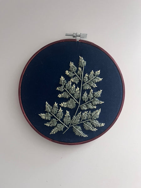 Embroidered 6 inch Fern Hoop